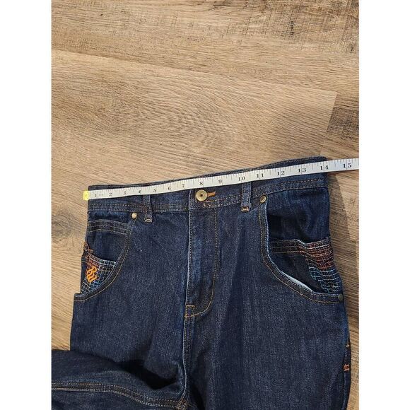 Rocawear wide-leg embroidered womens 14 (28x28) dark wash Y2K embroidered - Picture 8 of 9